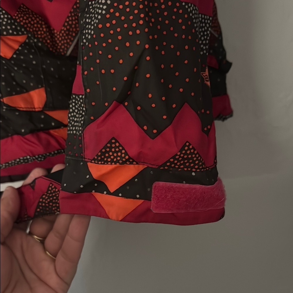 Simms Red Black Ski Jacket Geometric Insulated Hooded - Picture 9 of 16